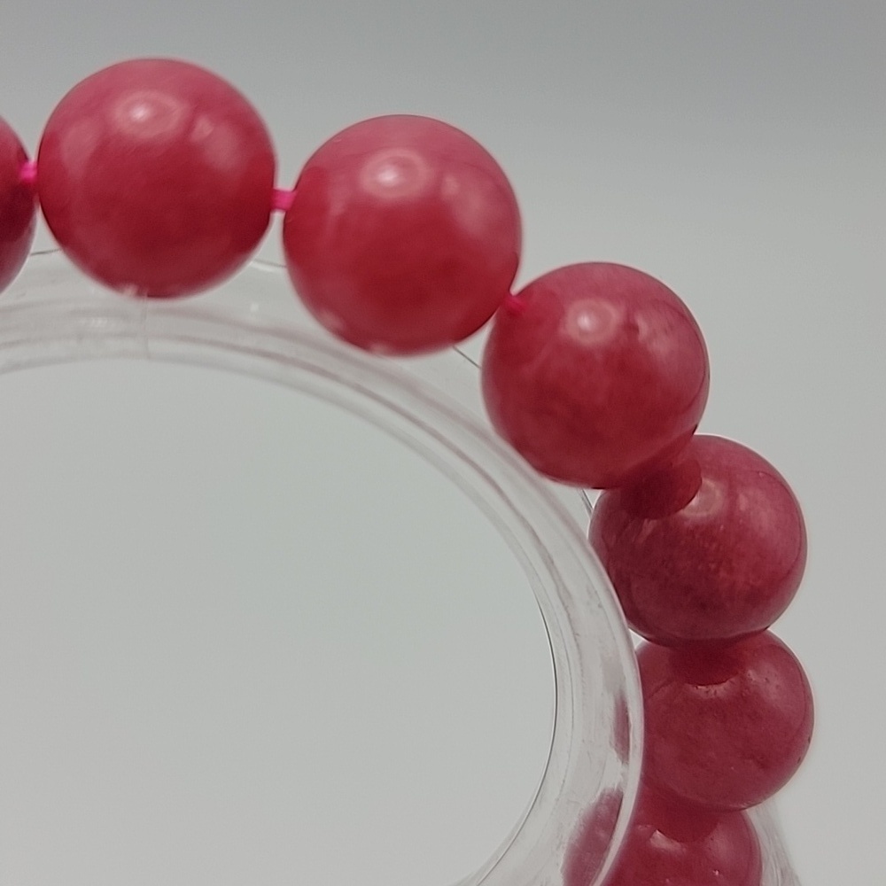 12mm Natural Rose Rhodochrosite Argentina Gemstone Beaded Beads Bracelet 6-1/2" - Picture 6 of 8